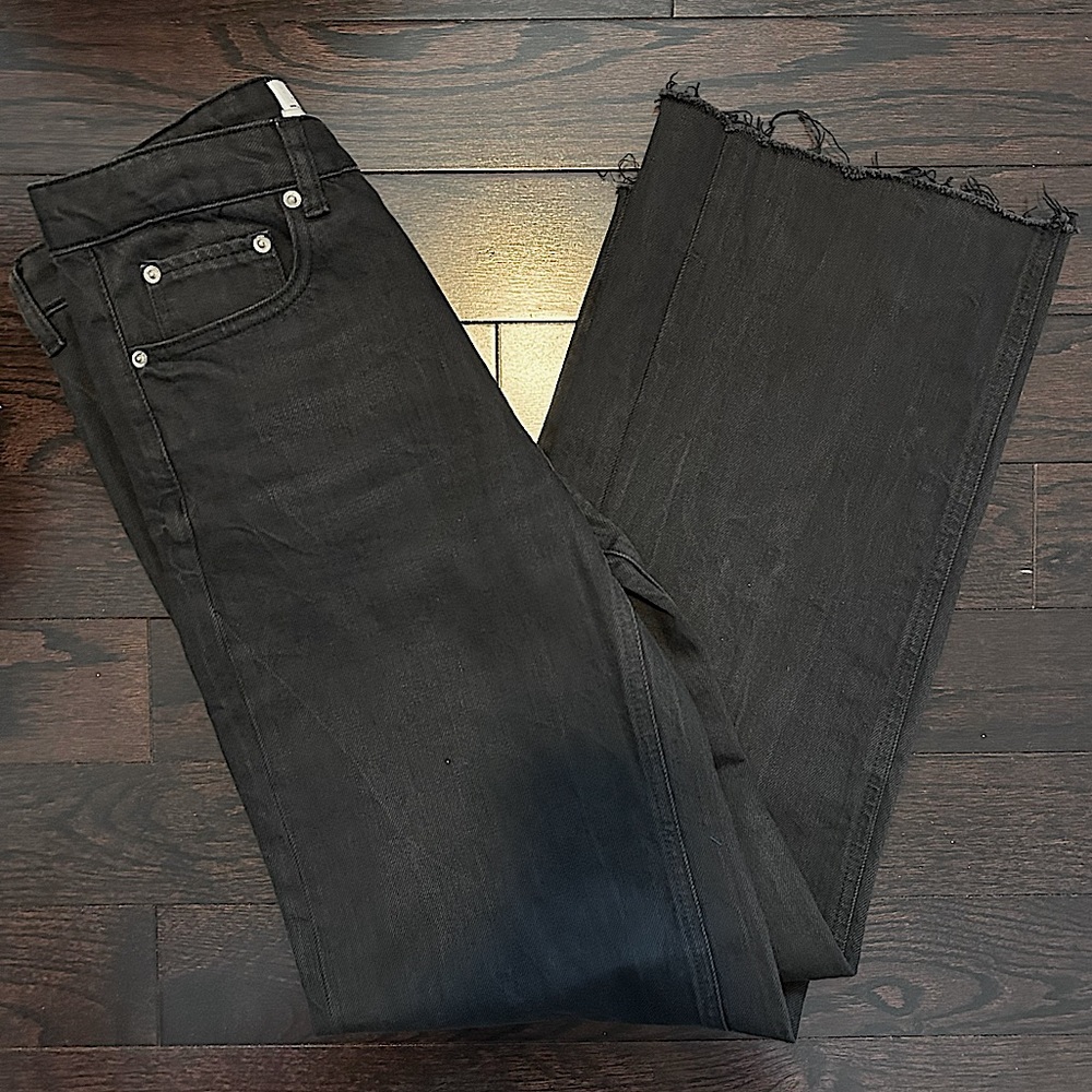 ZARA | wide leg city worker jeans in charcoal
